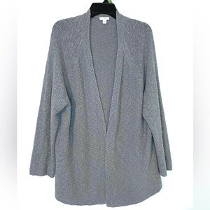 J. Jill Textured Knit Open Front Gray Cardigan Sweater XL